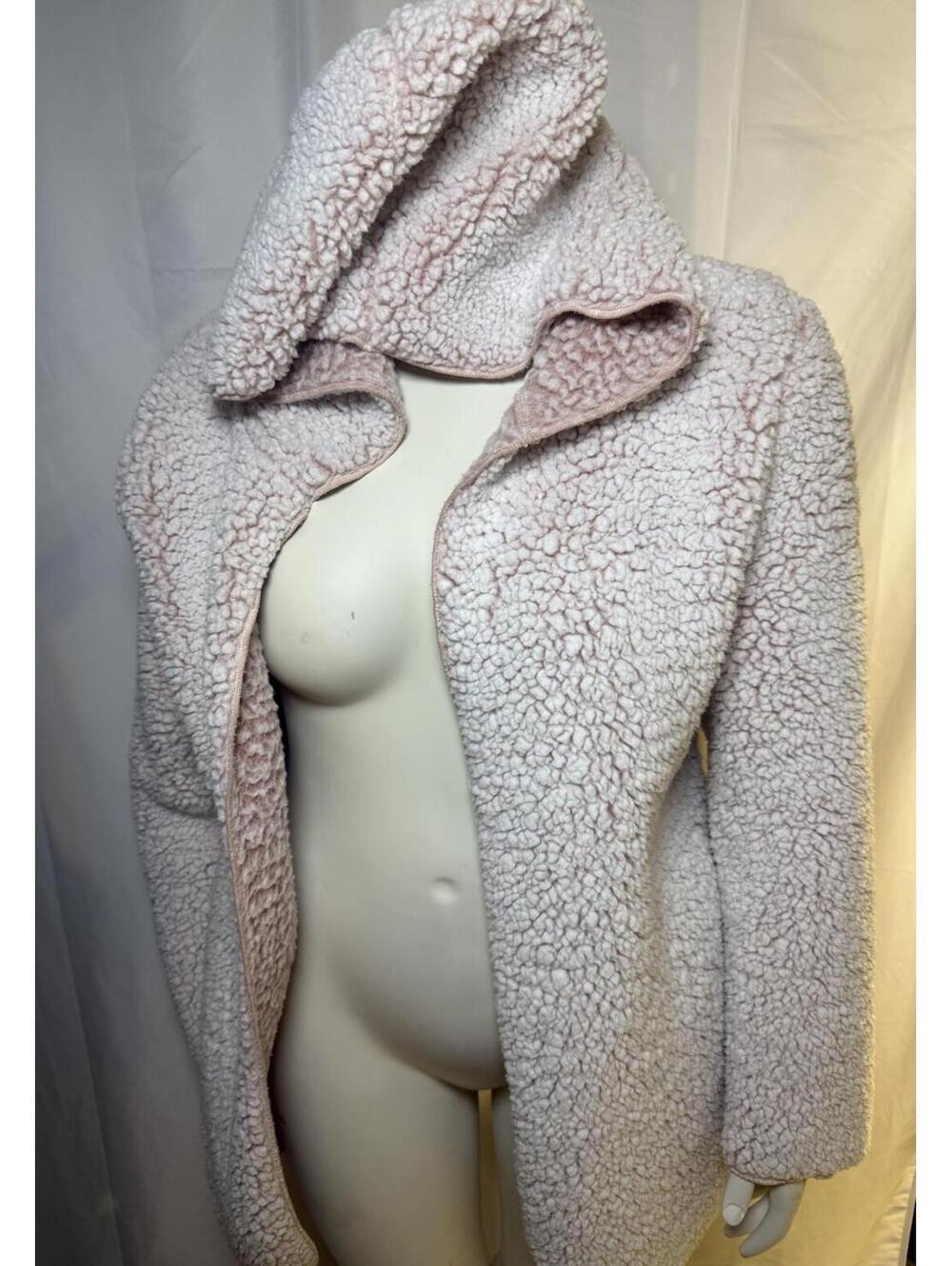 Victoria's Secret Sherpa Wrap Jacket One Sz Pink Cozy Open Front Plush Cardigan